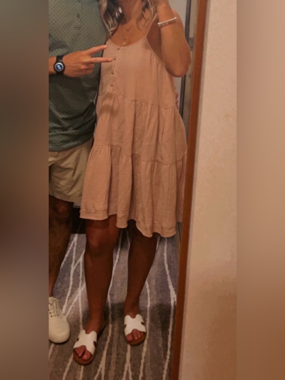 Beige Tiered Women's Dress